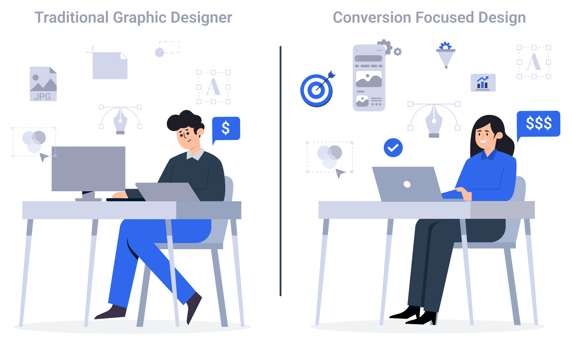 Traditional graphic design vs conversion-focused design